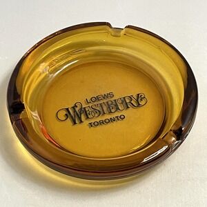 Vintage Loews Westbury Toronto Amber Glass Ashtray 1970s Hotel Bar Collectible